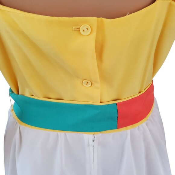 2 Piece Jacket Dress Women's S Sheath Sundress Midi Stripe Tie Belt Square Neck - Picture 9 of 12